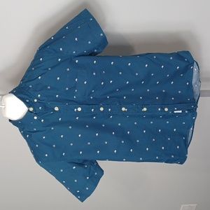 Kennington Men's Teal Button Down Shirt Size Large Peace Dove